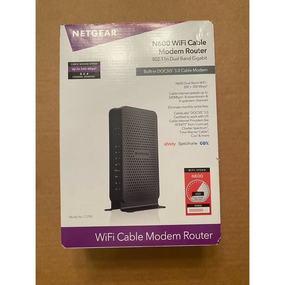Netgear N600 Wifi cable modem router C3700 - no manual - Picture 1 of 10